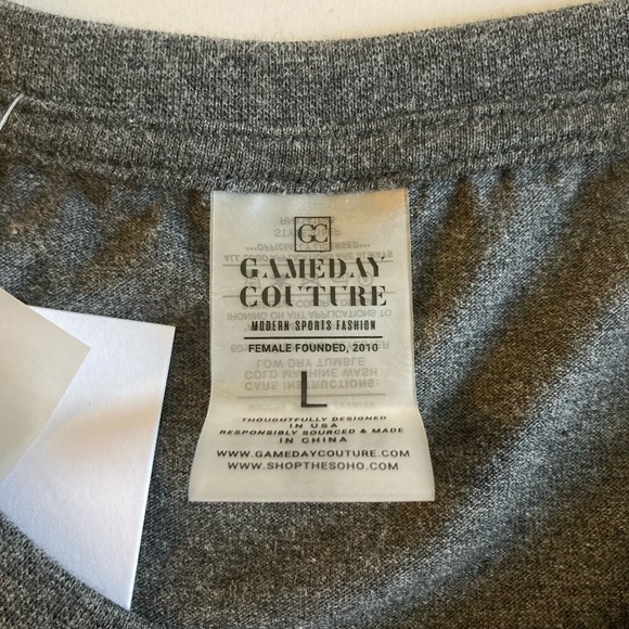 New Men’s Gameday Couture Grey Cotton Polyester Long Sleeve T-Shirt size L - Picture 9 of 11